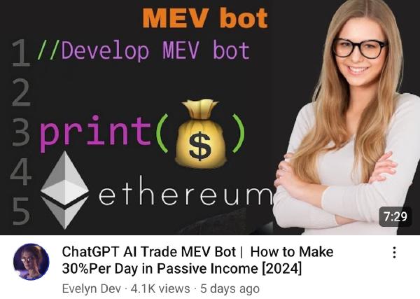 MEV Bot Scam from Youtube