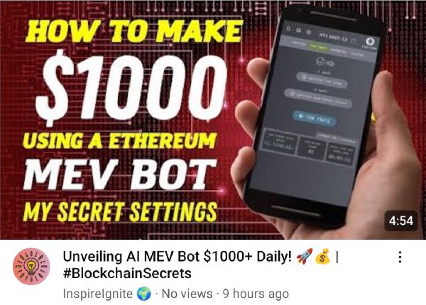 MEV Bot Scam from Youtube